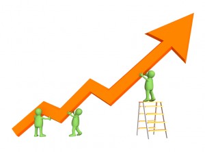 Three puppets, supporting the diagram, showing positive results